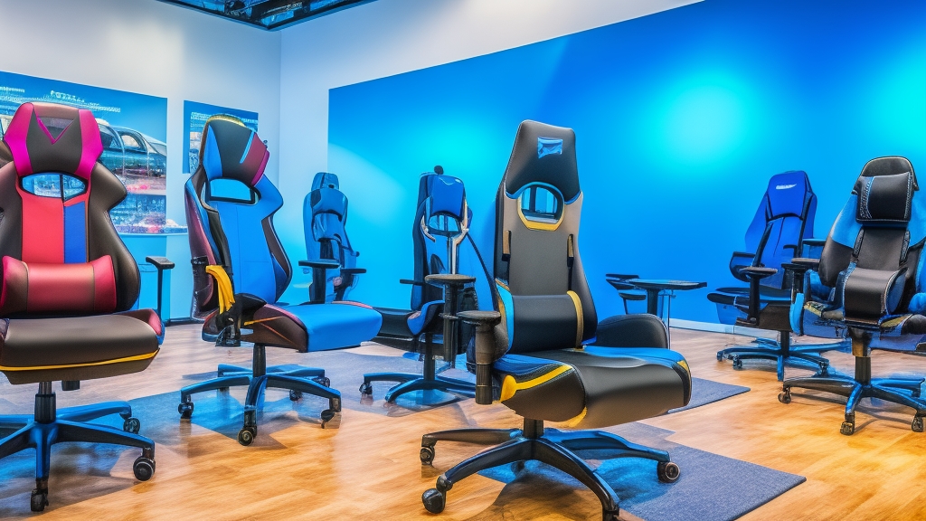 Gamer szék bemutatóterem mindhárom típussal: racing, ergonómikus és irodai gaming székek modern bútor üzletben
